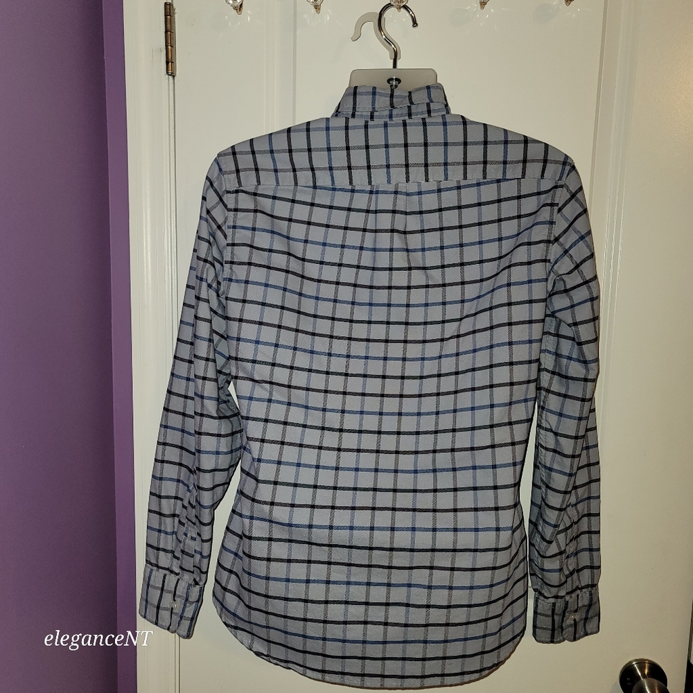 JCrew Blue Men's Blue Plaid Flex Oxford Shirt Sz: Small Slim - Picture 7 of 12